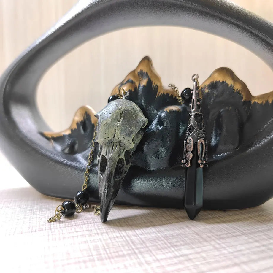 Péndulo de Cuervo Obsidiana